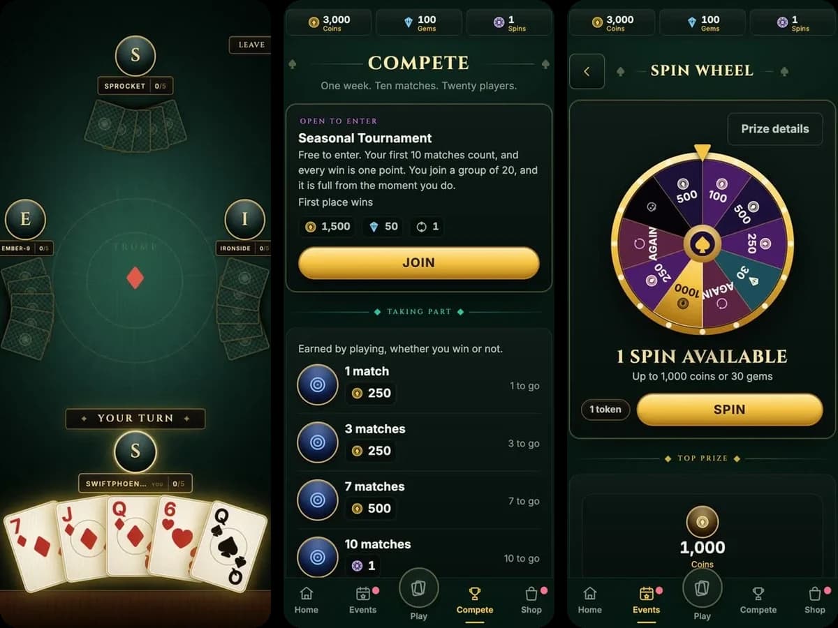 Real-time multiplayer card sample gameplay