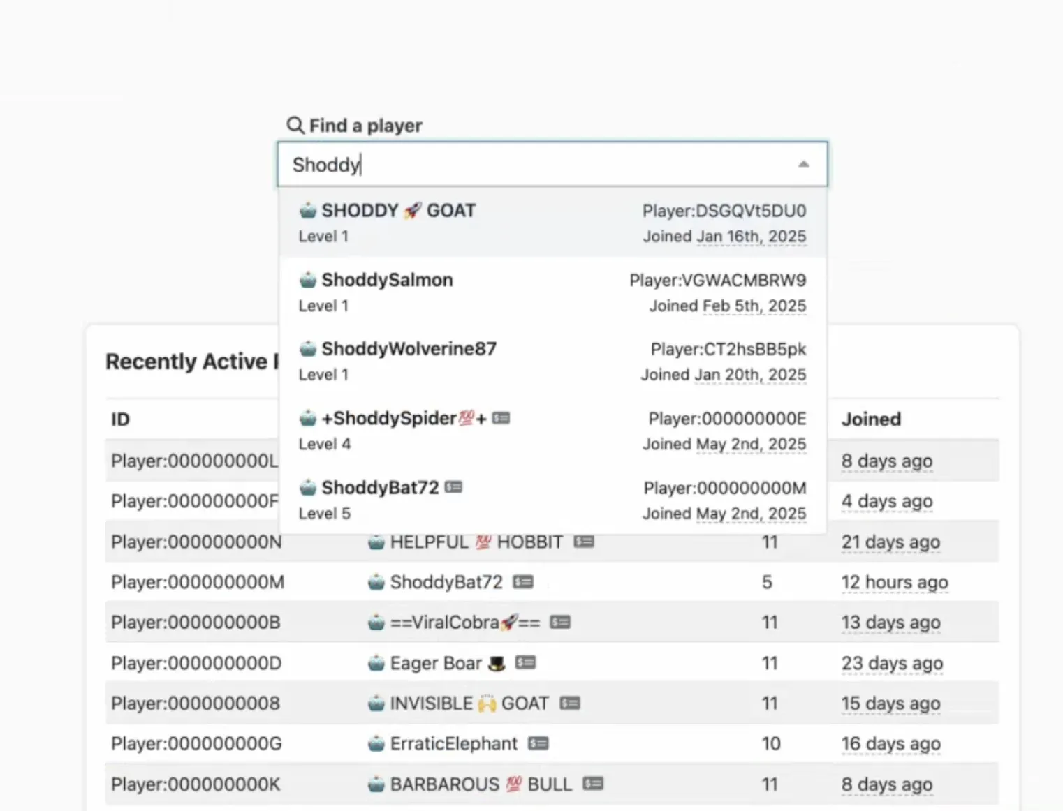 Simulated players visible in the LiveOps Dashboard