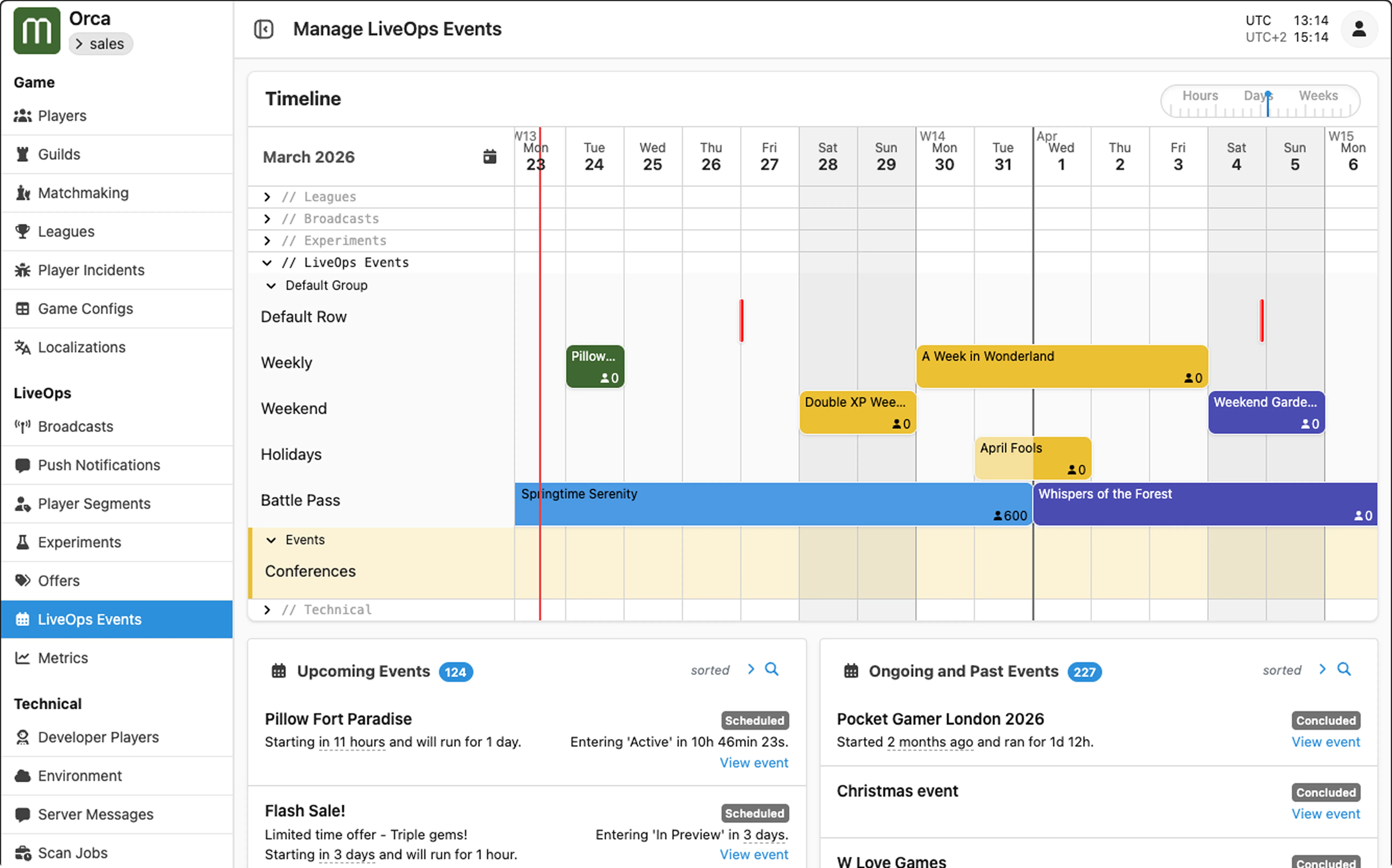 Metaplay LiveOps Dashboard – event timeline