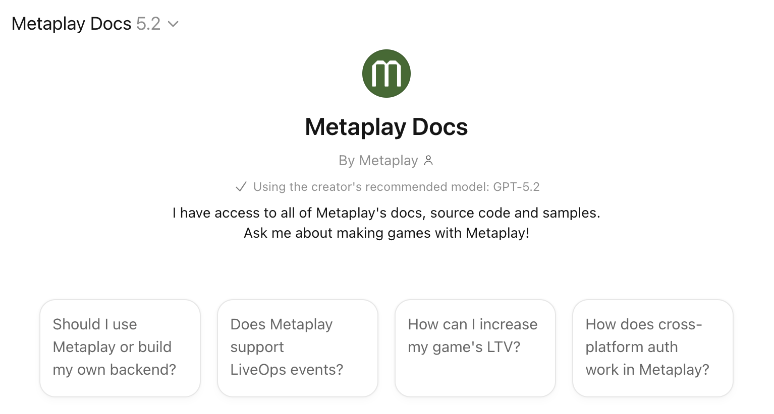 MetaplayGPT in ChatGPT