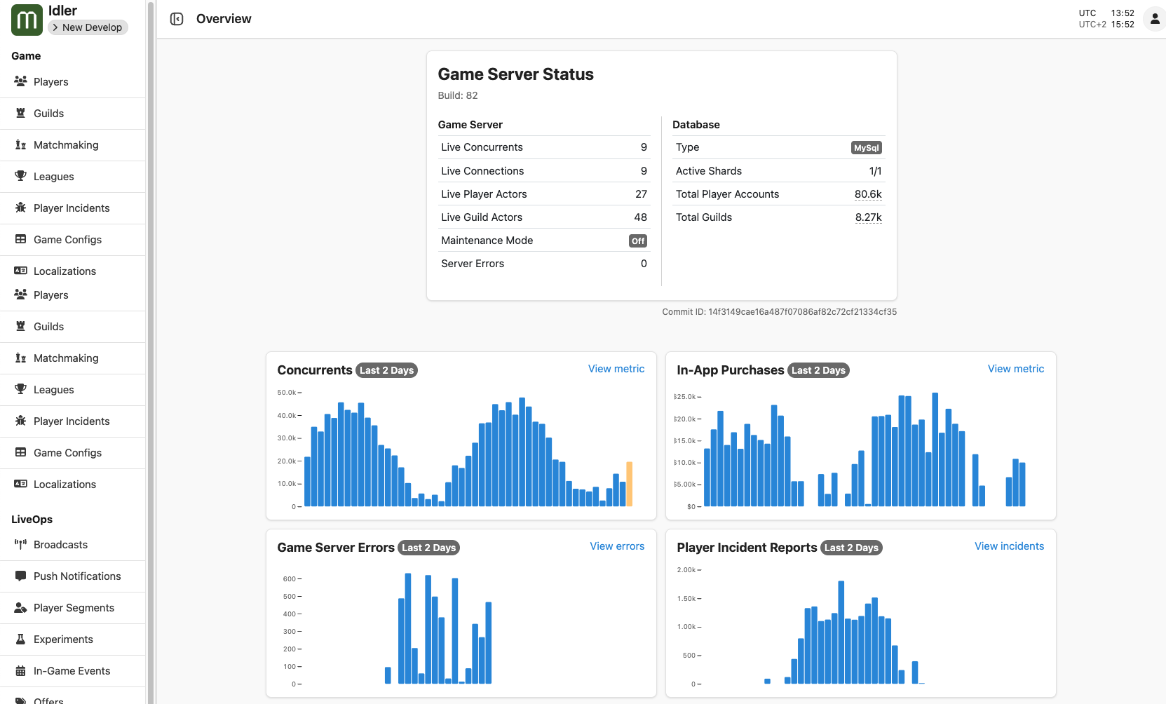 Expanded business metrics in the LiveOps Dashboard